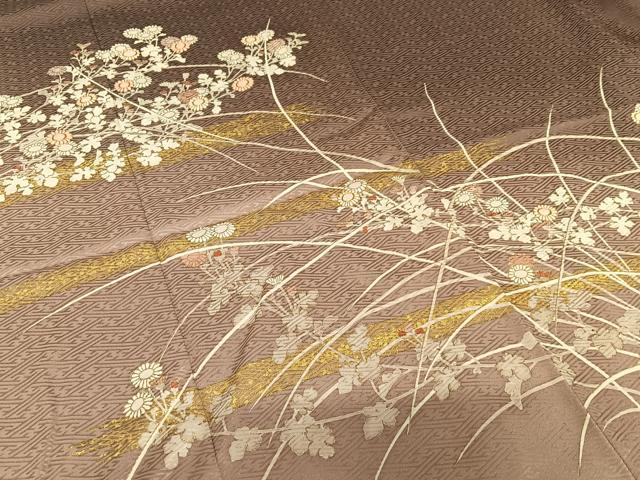 平和屋着物●訪問着 駒刺繍 草花文 暈し染め 金彩 正絹 逸品 AAAX0637zg