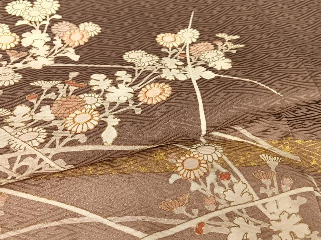 平和屋着物●訪問着 駒刺繍 草花文 暈し染め 金彩 正絹 逸品 AAAX0637zg
