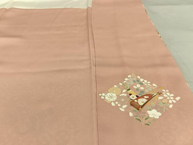平和屋着物●訪問着 駒刺繍 花楽器文 金彩 正絹 逸品 AAAX0654zg