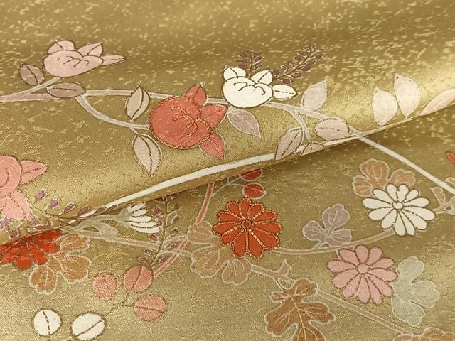平和屋着物●訪問着 駒刺繍 花籬文 橘 暈し染め 金彩 正絹 逸品 AAAX0694zg