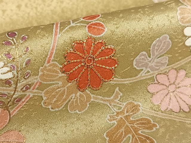 平和屋着物●訪問着 駒刺繍 花籬文 橘 暈し染め 金彩 正絹 逸品 AAAX0694zg