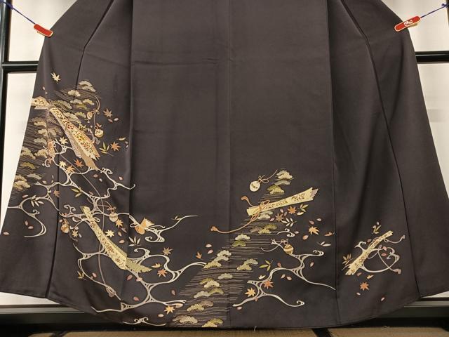 平和屋着物●訪問着 駒刺繍 束ね熨斗花松文 金彩 正絹 逸品 AAAX0728zg