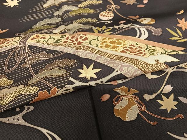 平和屋着物●訪問着 駒刺繍 束ね熨斗花松文 金彩 正絹 逸品 AAAX0728zg