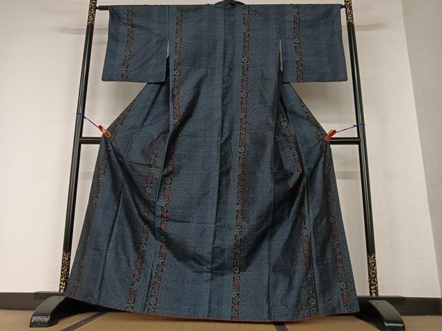 平和屋着物●本場大島紬 草花間道 やまと誂製 正絹 逸品 AAAX0754zg
