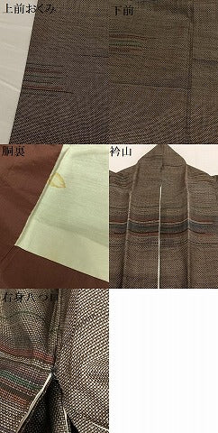 平和屋着物●本場大島紬 泥染め カタス7マルキ 変わり横段文 正絹 逸品 AAAX0771zg