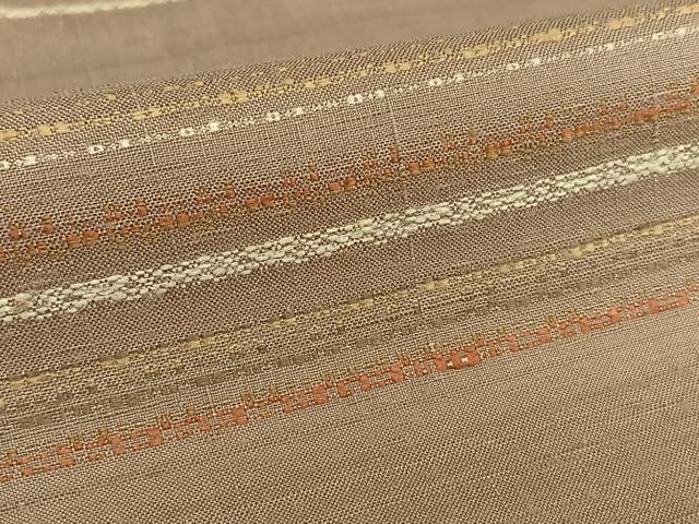 平和屋着物●上質な紬 刺繍 横段文 正絹 逸品 AAAX0793zg