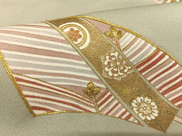 平和屋着物●訪問着 駒刺繍 地紙花文 金彩 正絹 逸品 AAAX0799zg