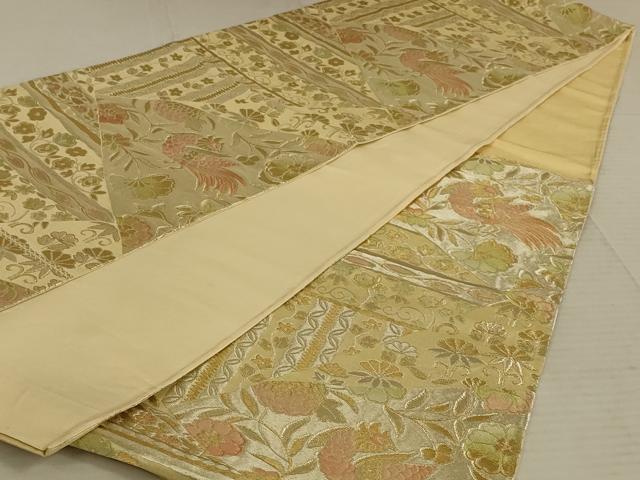 平和屋着物◎六通柄袋帯 鳳凰花文 金糸 正絹 逸品 AAAX0819ou