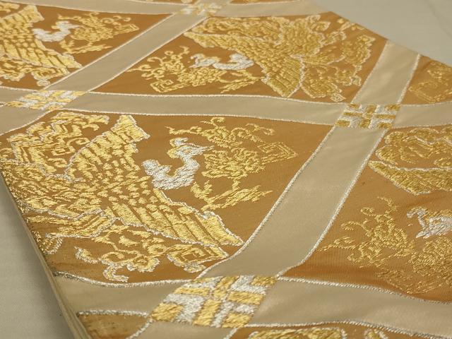 平和屋着物◎六通柄袋帯 鳳凰花文 金銀糸 正絹 逸品 AAAX0825ou