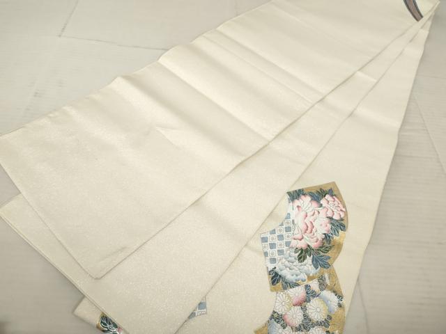 平和屋着物◎太鼓柄袋帯 扇面花文 金銀彩 正絹 逸品 AAAX1146sg