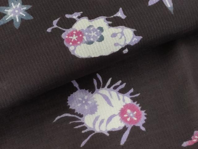 平和屋着物*夏物 小紋 紗 草花文 洗える着物 AAAZ3262np