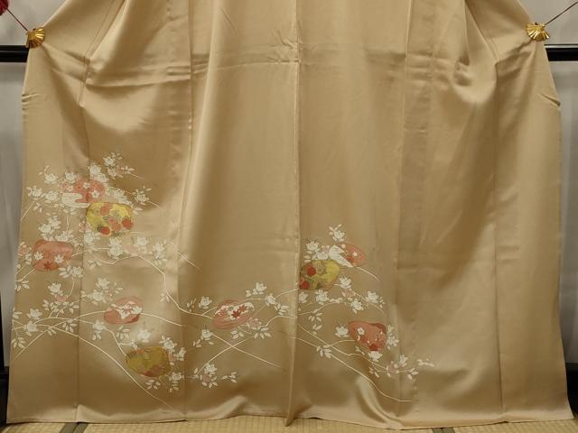 平和屋着物▽訪問着 単衣 駒刺繍 貝合わせ花文 金糸 金彩 正絹 逸品 AAAX1739sx