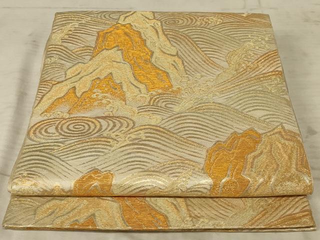 平和屋着物◎六通柄袋帯 立波文 金糸 正絹 逸品 AAAX1974ou