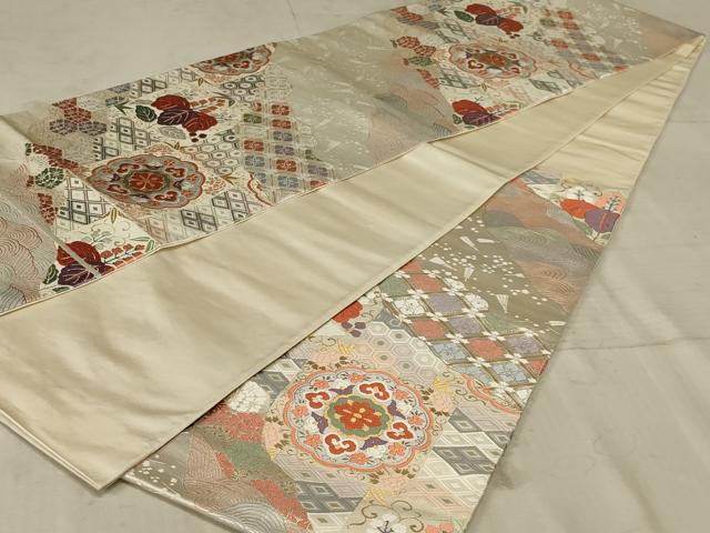 平和屋着物◎六通柄袋帯 唐織 吉祥花文 金糸 正絹 逸品 AAAX1988ou
