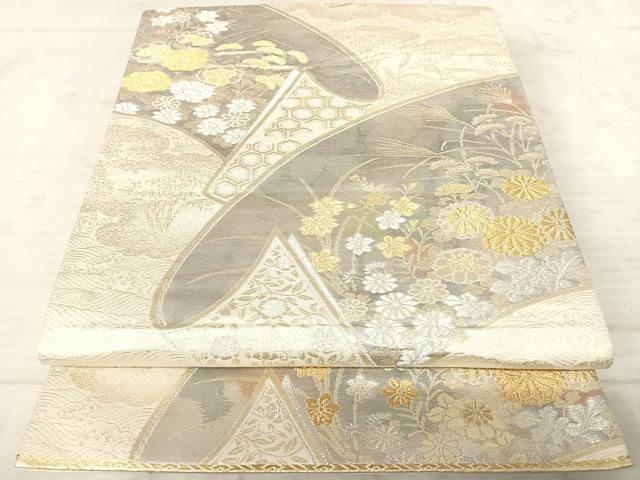 平和屋着物◎六通柄袋帯 花絵巻 金銀糸 正絹 逸品 AAAX3067yx