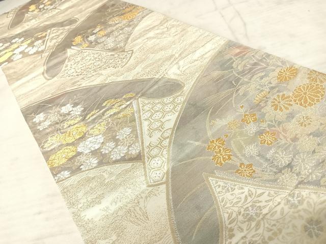 平和屋着物◎六通柄袋帯 花絵巻 金銀糸 正絹 逸品 AAAX3067yx