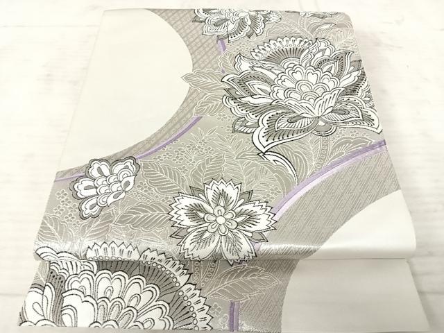 平和屋着物◎六通柄袋帯 更紗花文 銀糸 正絹 逸品 AAAX3081yx