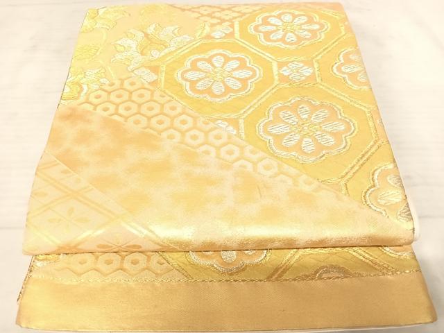 平和屋着物◎六通柄袋帯 蜀江花文 金糸 正絹 逸品 AAAX3150yx