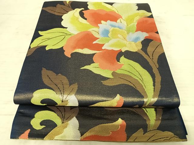 平和屋着物◎六通柄袋帯 草花文 金糸 正絹 逸品 AAAX3155yx