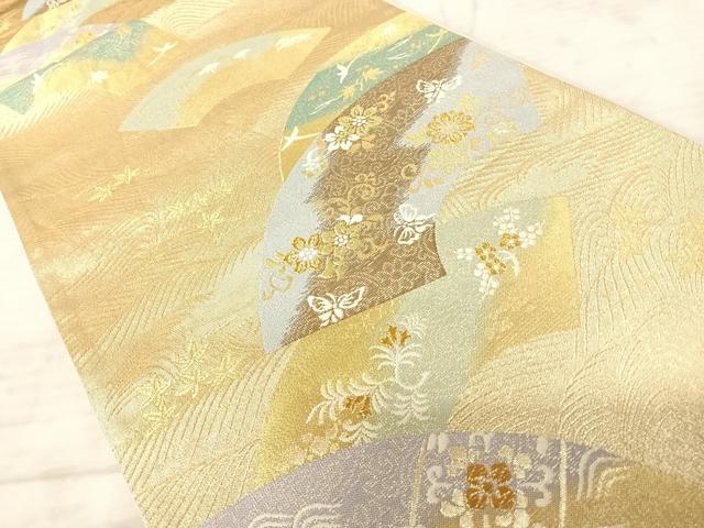 平和屋着物◎六通柄袋帯 地紙花文 金糸 正絹 逸品 AAAX3177yx