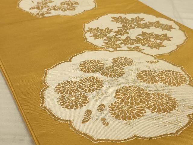 平和屋着物◎六通柄袋帯 草花文 金糸 正絹 逸品 AAAX3488ou