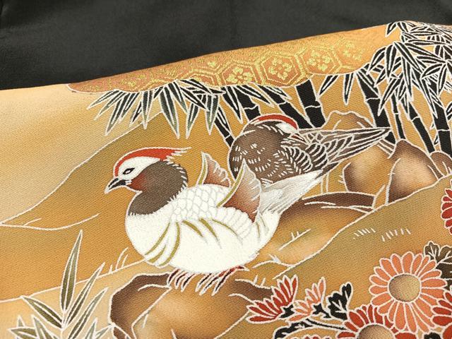 平和屋着物■豪華黒留袖 松竹梅花鳥文 金彩 正絹 逸品 AAAX3534ph
