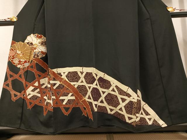 平和屋着物■豪華黒留袖 駒刺繍 花籬文 金彩 正絹 逸品 AAAX3543ph
