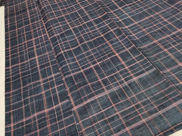 平和屋着物▽上質な紬 単衣 格子 正絹 逸品 AAAX3847jd