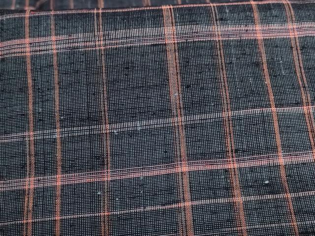 平和屋着物▽上質な紬 単衣 格子 正絹 逸品 AAAX3847jd