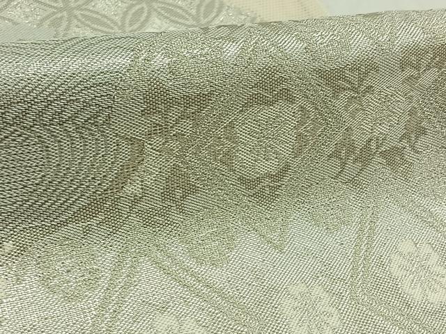 平和屋着物*夏物 六通柄袋帯 地紙吉祥花文 銀糸 正絹 逸品 AAAX3947jh
