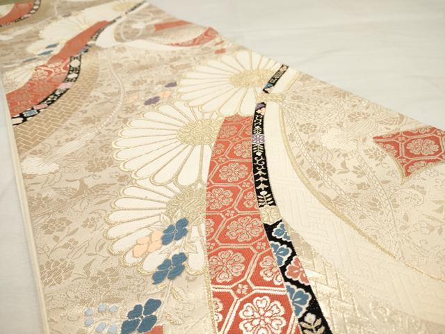 平和屋着物◎六通柄袋帯 舞花文 金糸 正絹 逸品 AAAX4015sg