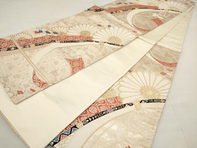 平和屋着物◎六通柄袋帯 舞花文 金糸 正絹 逸品 AAAX4015sg