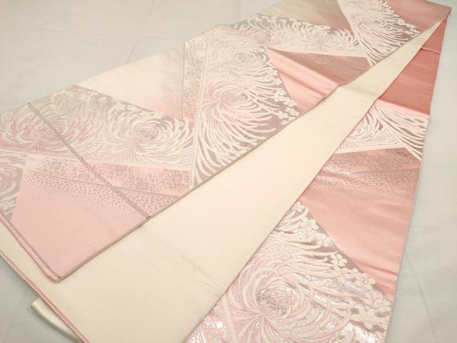 平和屋着物◎六通柄袋帯 唐織 乱菊 銀糸 正絹 逸品 AAAX4018sg