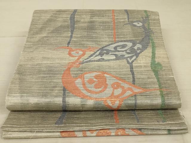 平和屋着物◎六通柄袋帯 鳥 正絹 逸品 AAAX4234ou