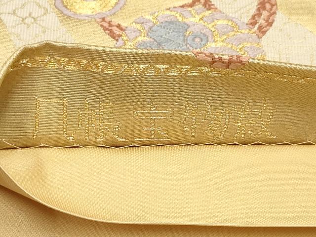 平和屋着物▼六通柄袋帯 唐織 几帳宝物紋 金糸 正絹 逸品 AAAX4686wj
