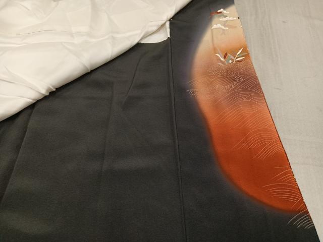 平和屋着物■豪華黒留袖 草花霞文 暈し染め 金彩 正絹 逸品 AAAX5030ph