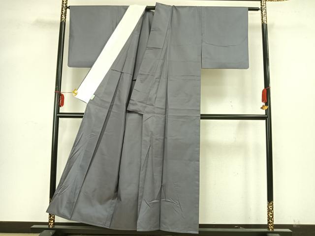 平和屋着物▽本場染大島紬 単衣 灰青色 正絹 逸品 AAAX5308fy
