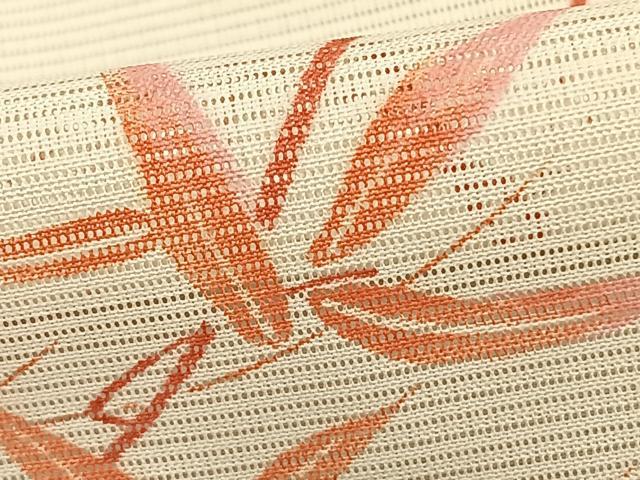 平和屋着物*夏物 小紋 絽 草葉文 洗える着物 AAAX5587fy