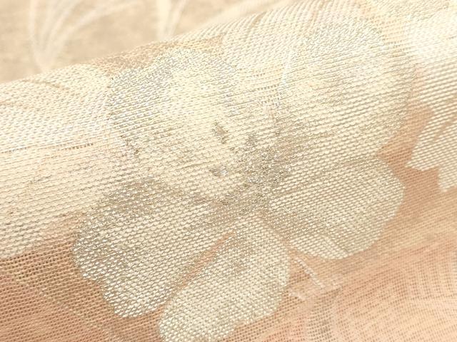 平和屋着物*夏物 六通柄袋帯 流水地紙花文 銀糸 正絹 逸品 AAAX5928ma
