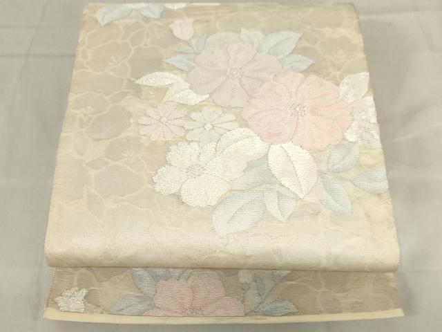 平和屋着物*夏物 六通柄袋帯 草花文 銀糸 正絹 逸品 AAAX5989ma