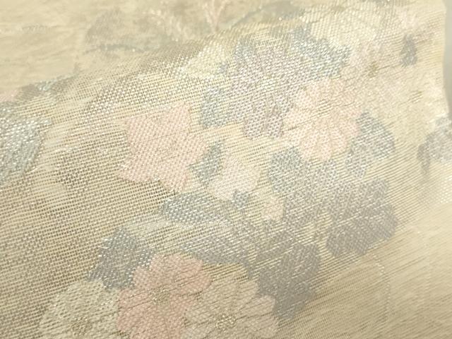 平和屋着物*夏物 六通柄袋帯 雪芝花文 銀糸 正絹 逸品 AAAX6042ma