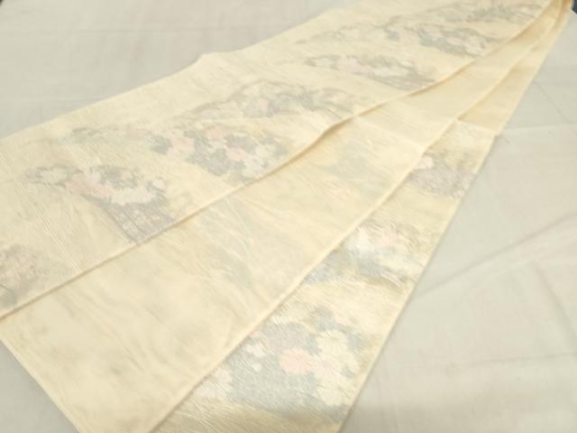 平和屋着物*夏物 六通柄袋帯 雪芝花文 銀糸 正絹 逸品 AAAX6042ma