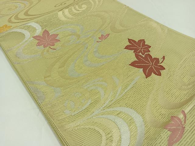 平和屋着物*夏物 六通柄袋帯 竜田川文 銀糸 正絹 逸品 未使用 AAAX6119jh