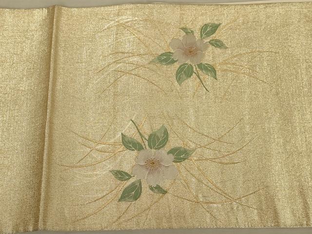 平和屋着物◎太鼓柄袋帯 唐織 草花文 金糸 正絹 逸品 AAAX6282ou