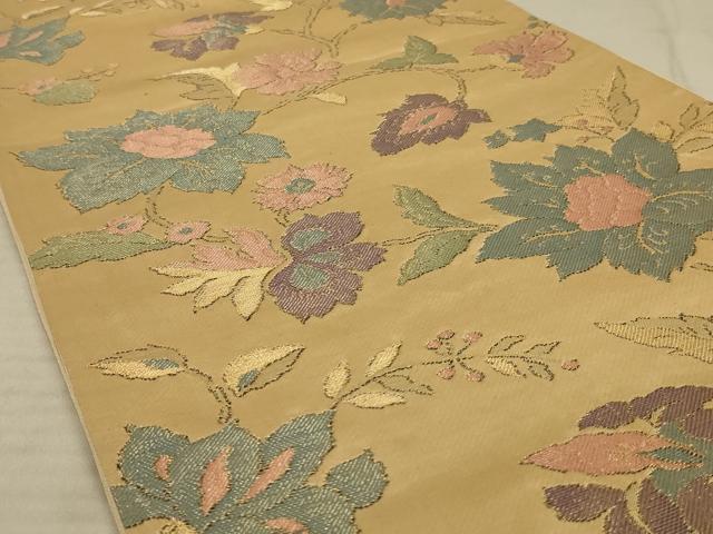 平和屋着物◎六通柄袋帯 更紗花文 金糸 正絹 逸品 AAAX6287ou