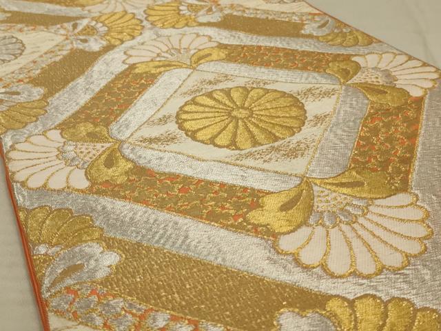 平和屋着物◎六通柄袋帯 唐織 花菱文 金銀糸 正絹 逸品 AAAX6289ou