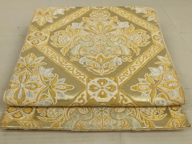 平和屋着物◎六通柄 京袋帯 蜀江花鳥文 金銀糸 正絹 逸品 AAAX6290ou