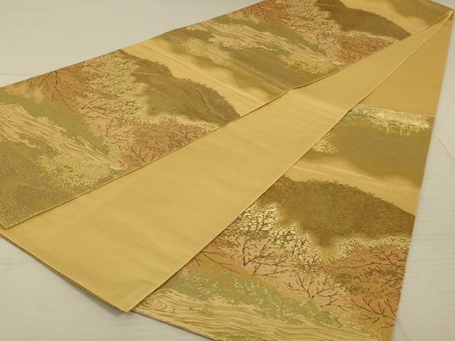 平和屋着物◎六通柄袋帯 風景文 金糸 正絹 逸品 AAAX6294ou