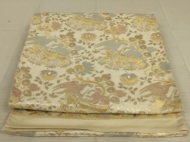 平和屋着物◎六通柄袋帯 鳥獣花文 金糸 正絹 逸品 AAAX6317ou