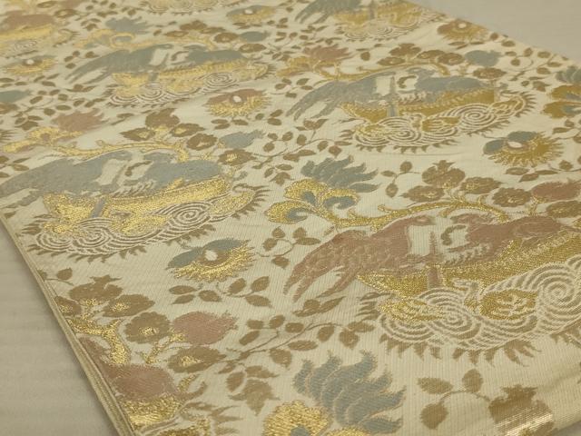 平和屋着物◎六通柄袋帯 鳥獣花文 金糸 正絹 逸品 AAAX6317ou